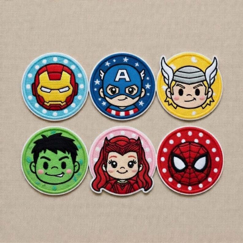 Embroidered Comic Superhero Patch Set, Cute Avengers Iron on Patches ...