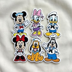 Embroidered Disney Friends Marine Patch Set, Mickey Minnie Donald Daisy Sailor Iron On Patch, Ocean Cruise Cartoon, Disneyland Vacation Gift