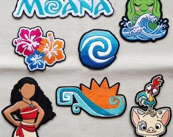 Moana Embroidered Patch Set, Disney Princess Tropical Ocean Patch, Cute Cartoon Iron On Patch, Island Floral Wave, 2026 Disney Trip Gift