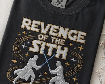 Embroidered Revenge of the Sith Comfort Colors T-Shirt, Star Wars 2026 Disney Movie Tee, Jedi Battle Graphic Shirt, Gift For Fan