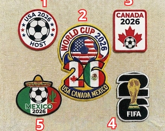 World Cup 2026 Embroidered Patch, USA Canada Mexico Italia Champs Game Day Iron On, Football Fan Gift, Patches for Bags Hats Shoes
