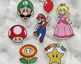 Embroidered Super Mario Patch, Cute Super Mario Kirby Princess Peach Patches, Cute Iron On Patch for Bags Hats Shirts, Gift For Him