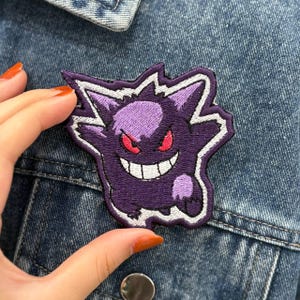 Gengar Embroidered Patch, Poke Characters Sew On for Jackets, Hats, Bags, and Uniforms Anime Lover Gift For Him EPH001-500