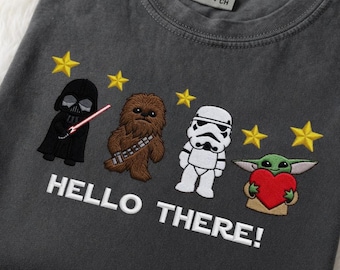 Hello There Embroidered Star Wars Mineral Wash T-Shirt, Andor Cassian Fan Gift 2026, Disney Star Wars Tee, Disneyland Vacation Shirt