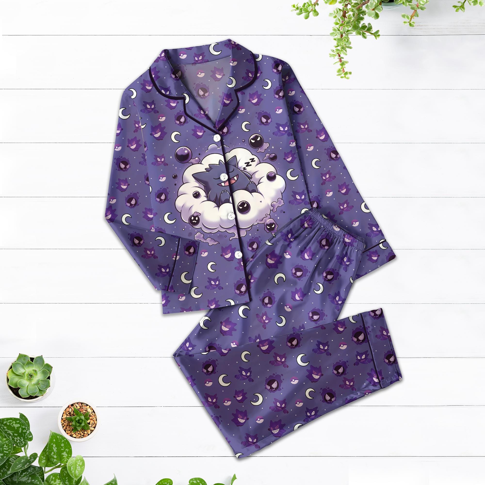 Discover Anime Gengar Dream Pajama Set for Adults, Halloween Couple Pajamas