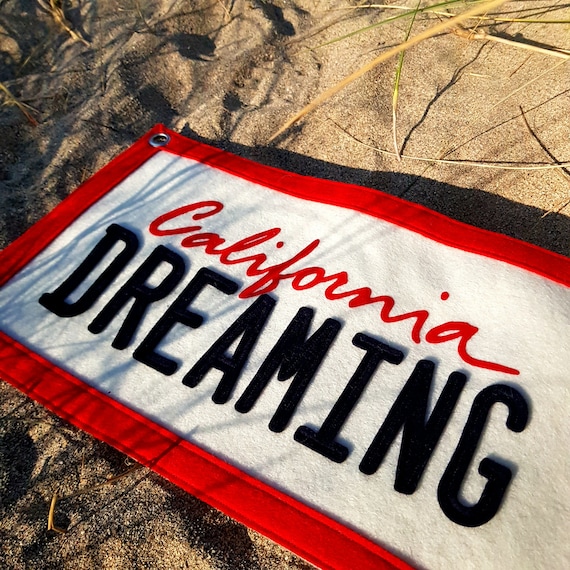 California dreaming, felt banner, wall decor, californian gifts, camp flags, felt pennant