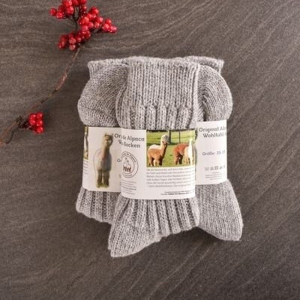 Wollsocken - Kuschelsocken mit Alpakawolle - grau -