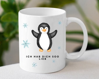 Tasse avec imprimé pingouin - disant : Je t'aime tellement