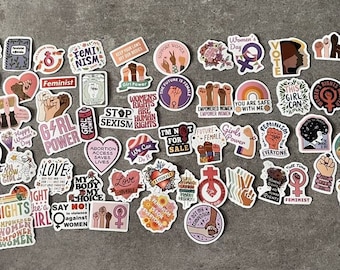 Women's power, women's rights, girl power - stickers - waterproof & very stable - 25 pieces - for journal, scrapbooking