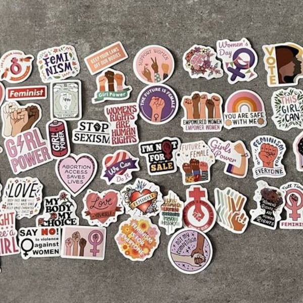 Vrouwenkracht, vrouwenrechten, girlpower - stickers - waterdicht en zeer stabiel - 25 stuks - voor dagboek, scrapbooking