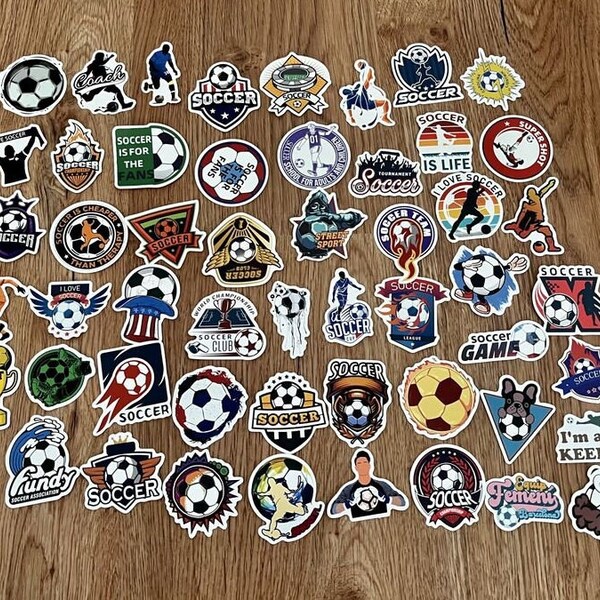 Fußball, Soccer - Sticker - Aufkleber - Wasserfest & sehr stabil - 25 Stück - für Journal, Scrapbooking