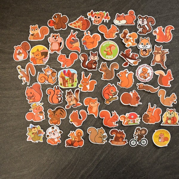 Squirrel Stickers - Stickers - Waterproof & very stable - 25 pieces - for journal, scrapbooking