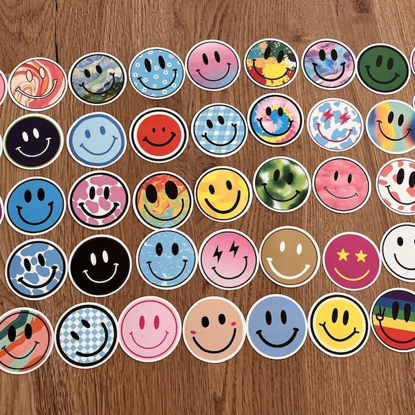 Smiley stickers - waterproof & very stable - 25 pieces - for journal, scrapbooking