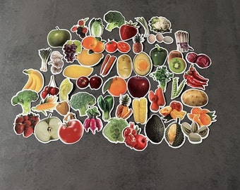 Obst, Gemüse - Sticker - Aufkleber - Wasserfest & sehr stabil - 25 Stück - für Journal, Scrapbooking