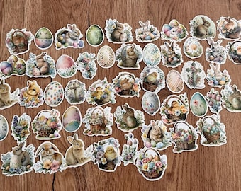 Easter eggs, Easter, bunny - stickers - waterproof & very stable - 25 pieces - for journal, scrapbooking