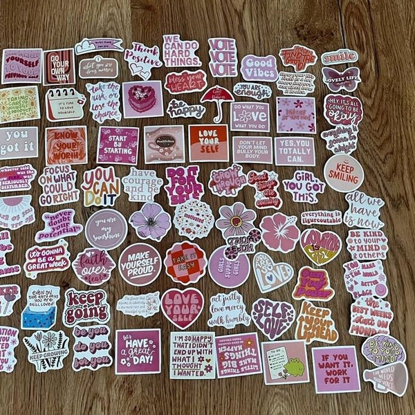 Motivation, quotes, sayings - pink and pink - stickers - waterproof & very stable - 25 pieces - for journal, scrapbooking