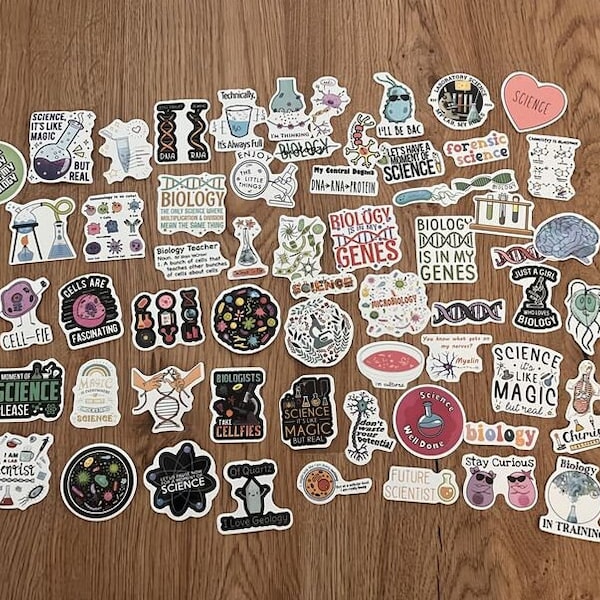 Biology, Biology - Stickers - Waterproof & very stable - 25 pieces - for journal, scrapbooking
