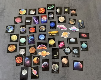 Space, planets, stickers - stickers - waterproof & very stable - 25 pieces - for journal, scrapbooking