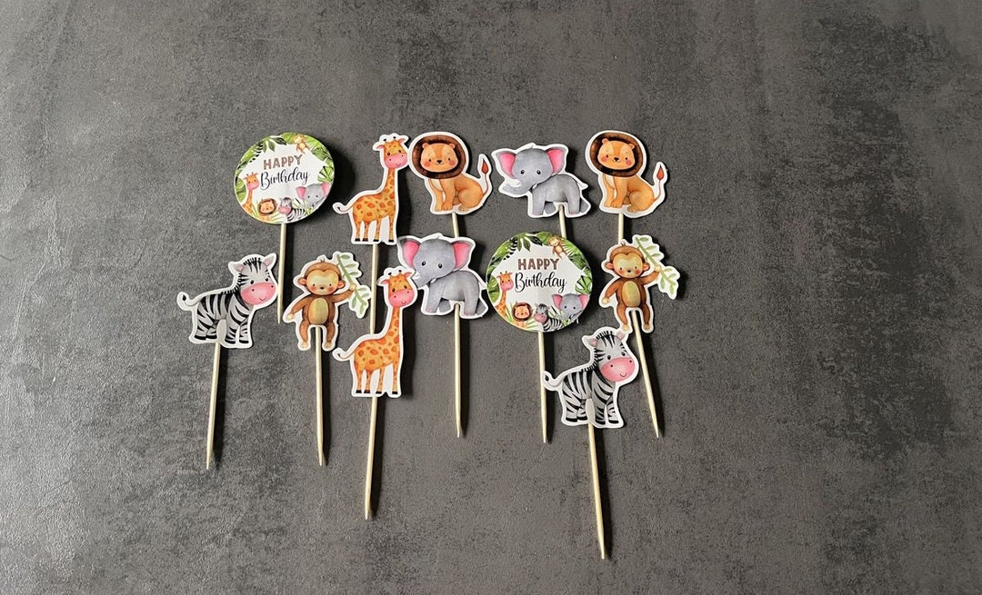 Jungle Animals Decoration for Cakes Cupcakes Muffins 12 - Etsy