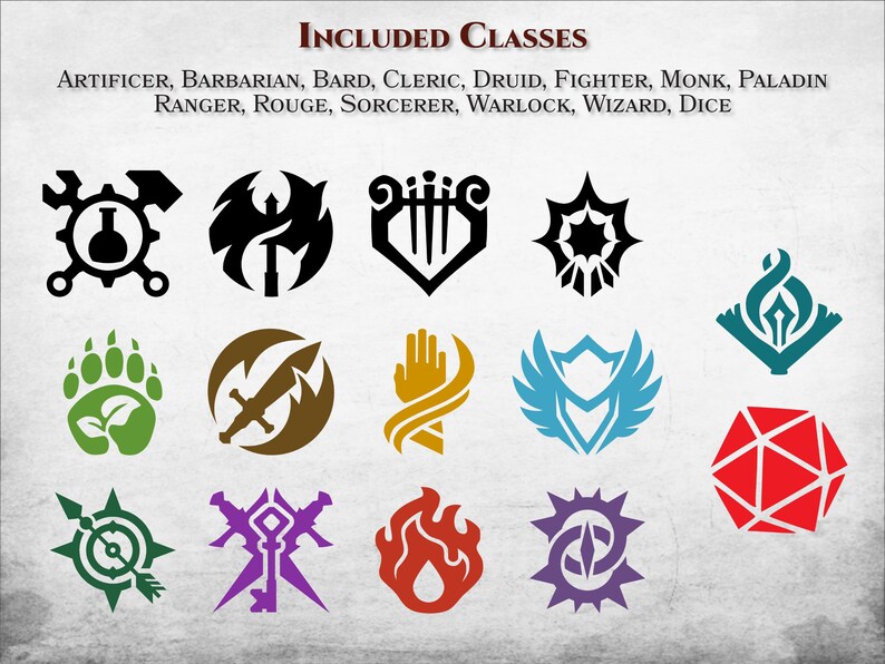 Dnd 2024 Class Emblems SVG PNG Every Class Icon Incl Artificer ...
