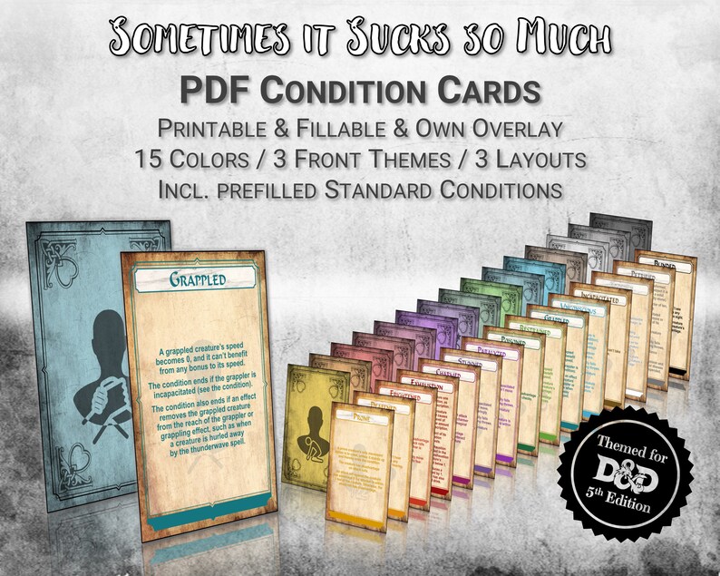 Dnd Condition Cards PDF Fillable Filled Standard Conditions Etsy