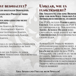 May include: A black and white image with German text explaining the contents of a digital download. The text says "Was ist beinhaltet?" which translates to "What is included?" and "Die Anleitung und eine Beispieldatei sind vor dem Kauf &uuml;ber den Link in der Artikelbeschreibung zugreifbar." which translates to "The instructions and a sample file are available before purchase via the link in the product description."