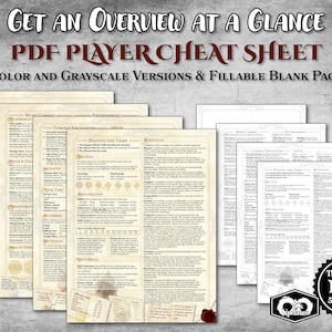 DnD Player Cheat Sheet PDF Turn Guide New Player Guide Quick Overview Printable Accessory Dungeon Master Gift Dungeons and Dragons D&D 5e