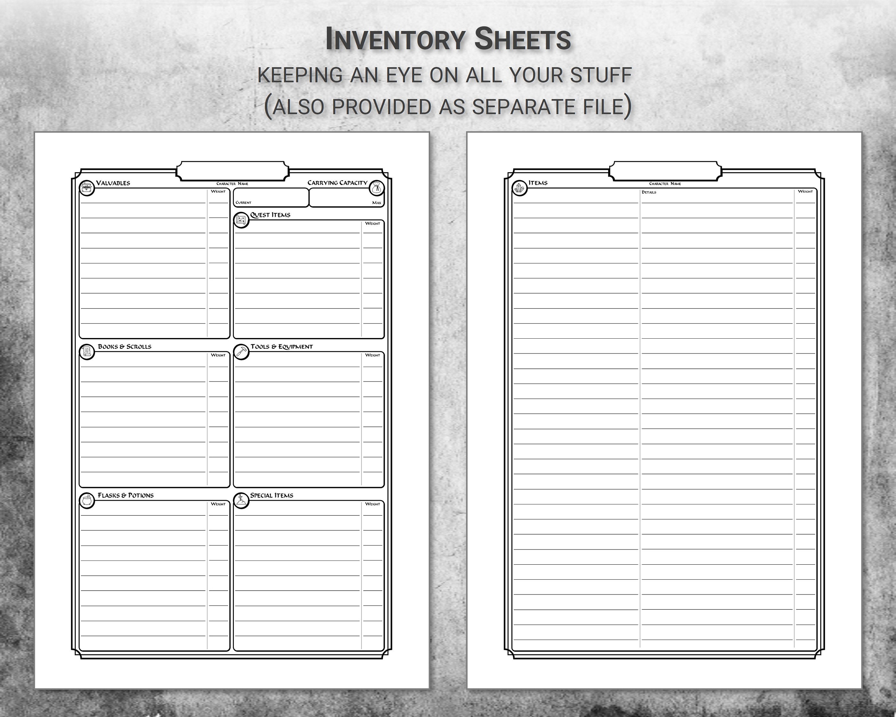 Dnd Character Sheet PDF Fillable Class Background Template Etsy UK