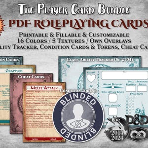 Pacchetto di carte giocatore DnD PDF Tracker attività compilabile Condizioni Trucchi Accessorio personalizzabile Regalo Dungeon Master Dungeons and Dragons D&D 5e