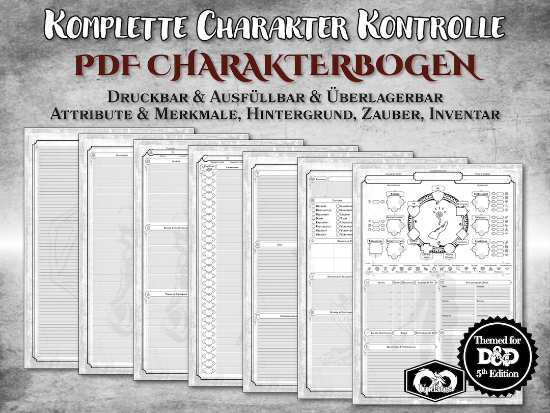 Dnd Charakterbogen PDF Ausfüllbar Deutsch Attribute