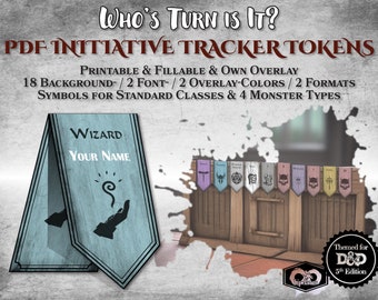DnD Initiative Tacker PDF Fillable Token for all Classes Customizable Printable Accessory Dungeon Master Gift Dungeons and Dragons D&D 5e
