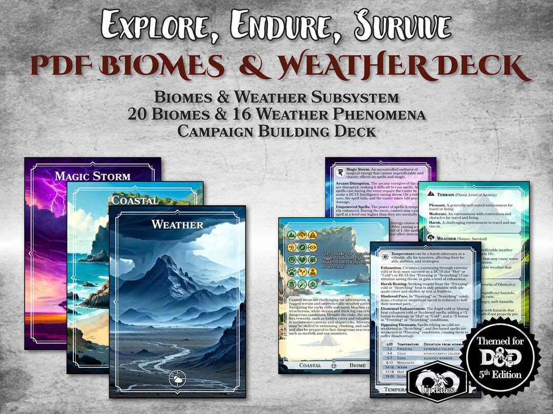 Dnd Weather Cards Biome Cards Climate Cards PDF Weather Effects