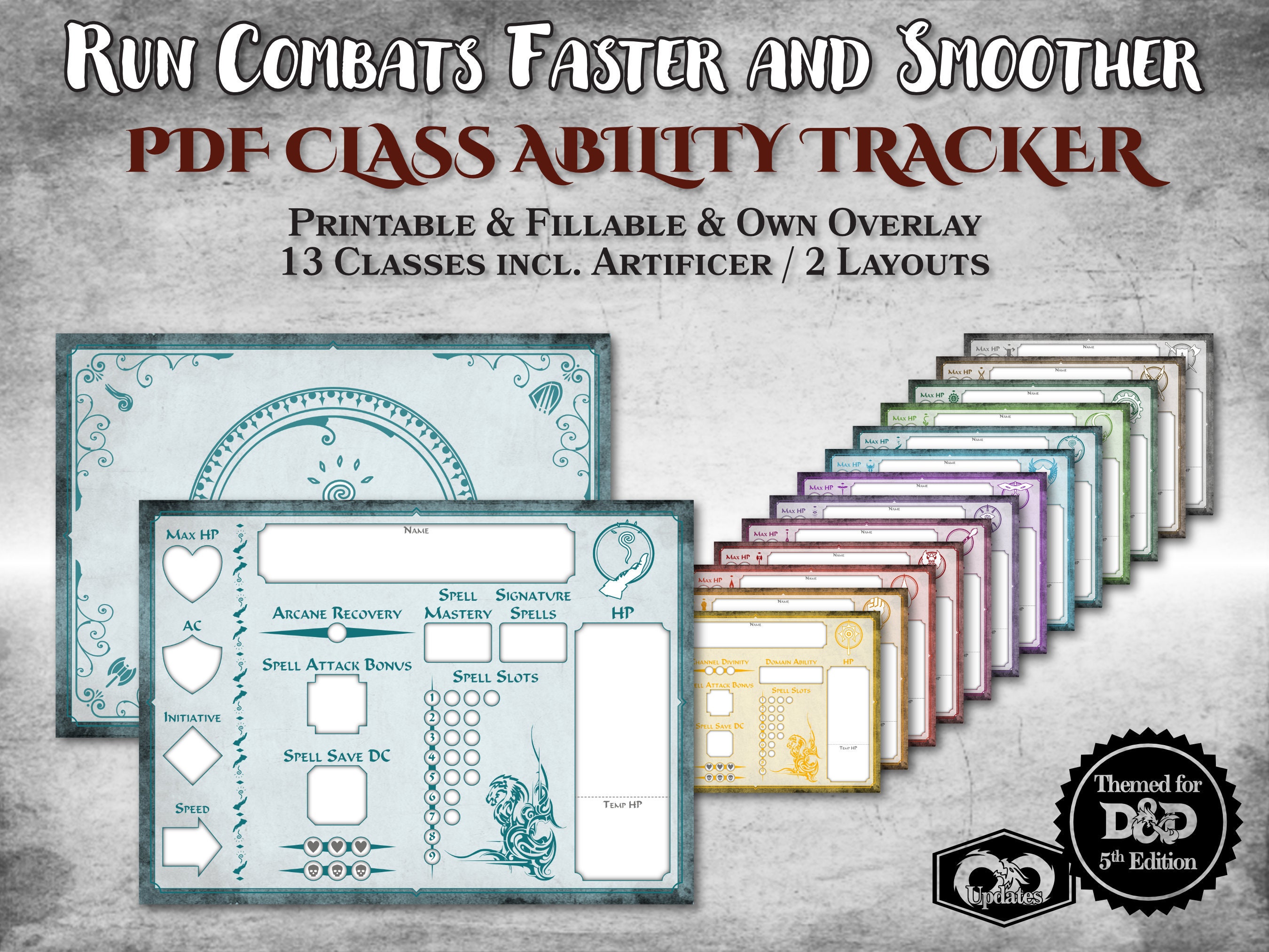 Dnd Wizard Spell Slot Tracker Cards, Instant Download and Print D&D