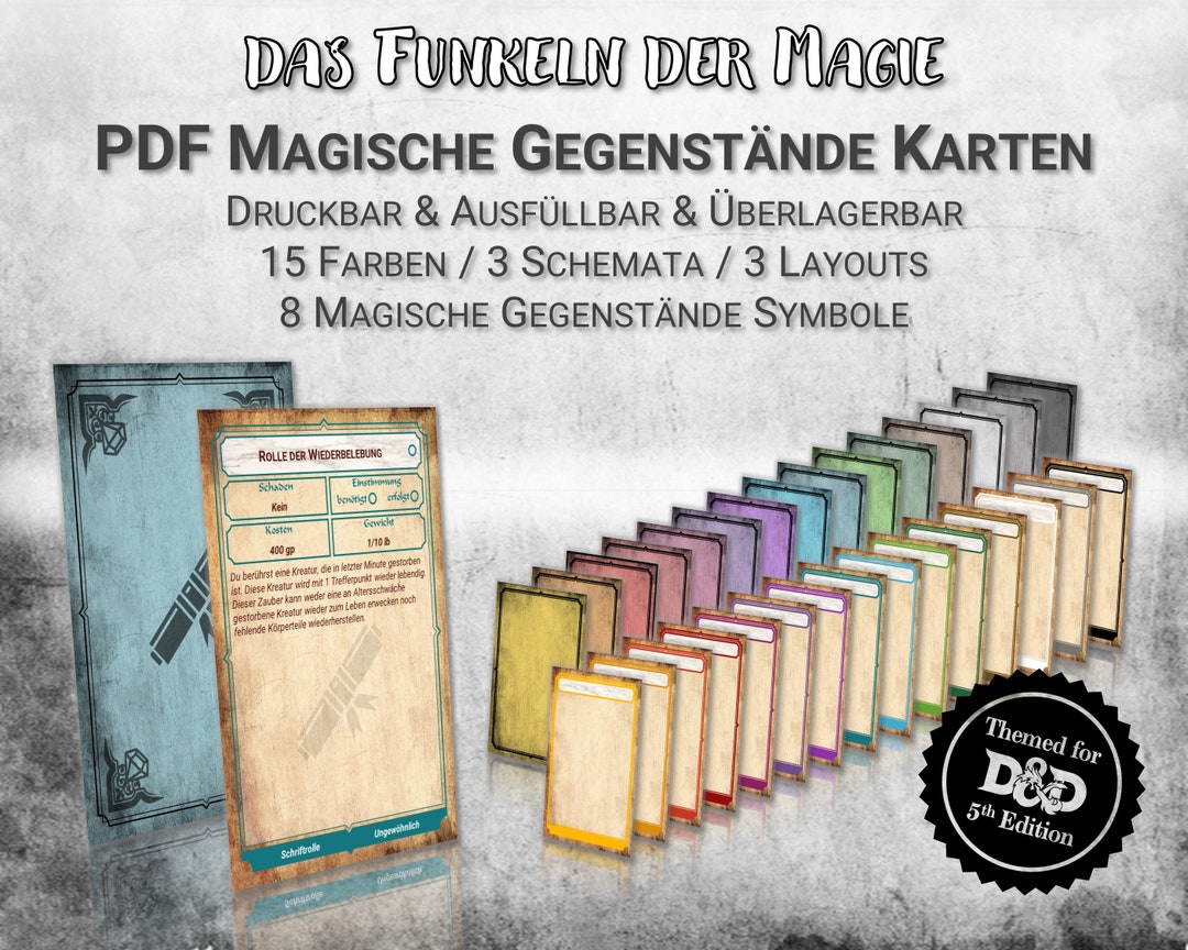 Dnd Magische Gegenstands Karten PDF Ausfüllbar Deutsch Etsy