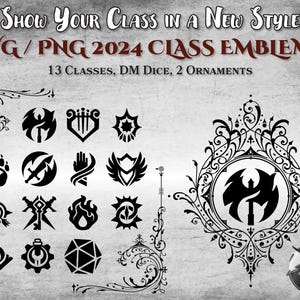 DnD 2024 Class Emblems SVG PNG Every Class Icon incl Artificer Printable Accessory Dungeon Master Gift Dungeons and Dragons D&D 5e