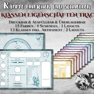 DnD Klassen Eigenschaften Tracker PDF ausfüllbar alle Klassen druckbar Zubehör Dungeon Master Geschenk Dungeons and Dragons D&D 5e