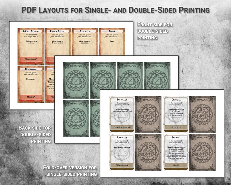 Buy Dnd Inspiration Cards PDF Fillable 40 Combat Effects Online in ...