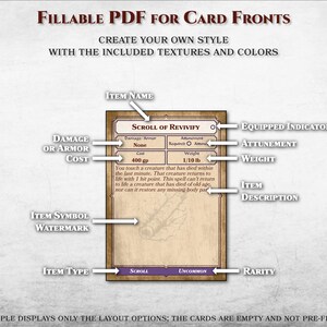 Dnd Magic Item Cards PDF Fillable Customizable Printable Accessory ...