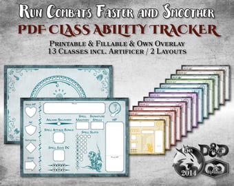 DnD Class Ability Tracker PDF Fillable Combat Tracker for Every Class Printable Accessory Dungeon Master Gift Dungeons and Dragons D&D 5e