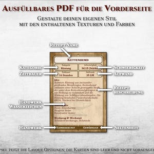 Puede incluir: Una plantilla de tarjeta imprimible para una receta de armadura de malla. La tarjeta incluye campos para la categor&iacute;a, el nombre, la fuerza, el tiempo, el costo, la dificultad y la rareza. La tarjeta tambi&eacute;n incluye una descripci&oacute;n del art&iacute;culo y sus requisitos de elaboraci&oacute;n.