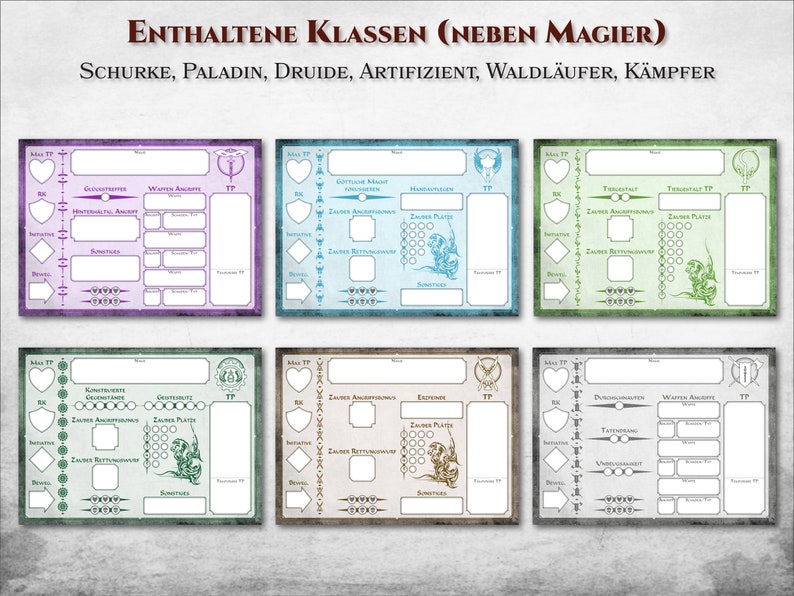 Dungeons And Dragons Klassen Und Rassen DnD Klassen Eigenschaften Tracker PDF ausfüllbar alle Klassen druckbar