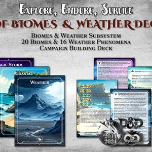 DnD Bioma Tarjetas meteorológicas Tarjetas climáticas PDF Efectos meteorológicos Accesorio imprimible Dungeon Master Regalo Mazmorras y dragones D&D 5e