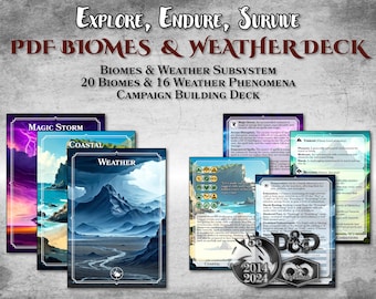 DnD Biome-weerkaarten Klimaatkaarten PDF Weerseffecten Afdrukbaar accessoire Dungeon Master-cadeau Dungeons and Dragons D&D 5e
