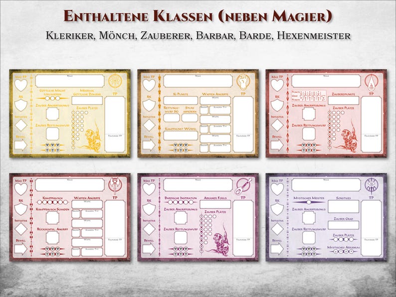 DnD Klassen Eigenschaften Tracker PDF completo di tutte le classi di giochi Zubehör Dungeon Master Geschenk Dungeons and Dragons D&D 5e immagine 4