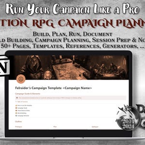DnD Campaign Planner RPG Notion Template Worldbuilding Organizer DM Binder Journal Accessory Dungeon Master Gift Dungeons and Dragons D&D 5e