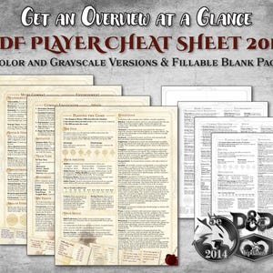 DnD Player Cheat Sheet PDF Turn Guide New Player Guide Quick Overview Printable Accessory Dungeon Master Gift Dungeons and Dragons D&D 5e