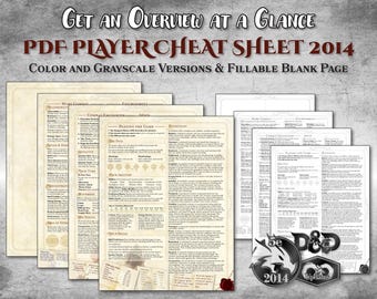 Hoja de trucos para jugadores de DnD PDF Guía de turnos Guía para nuevos jugadores Descripción rápida Accesorio imprimible Regalo del Dungeon Master Dungeons and Dragons D&D 5e