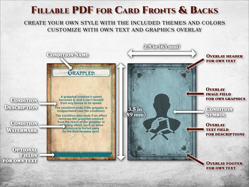 Dnd Condition Cards PDF Fillable Filled Standard Conditions