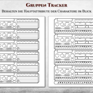 K&ouml;nnte beinhalten: Ein druckbarer Charakterbogen-Tracker f&uuml;r Rollenspiele. Der Bogen hat Platz f&uuml;r Charaktername, Rasse, Klasse und Attribute. Er enth&auml;lt auch Platz f&uuml;r die Verfolgung von Trefferpunkten, R&uuml;stungsklasse und anderen wichtigen Statistiken.