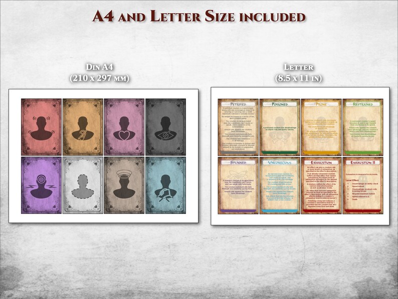 Dnd Condition Cards PDF Fillable Filled Standard Conditions Etsy